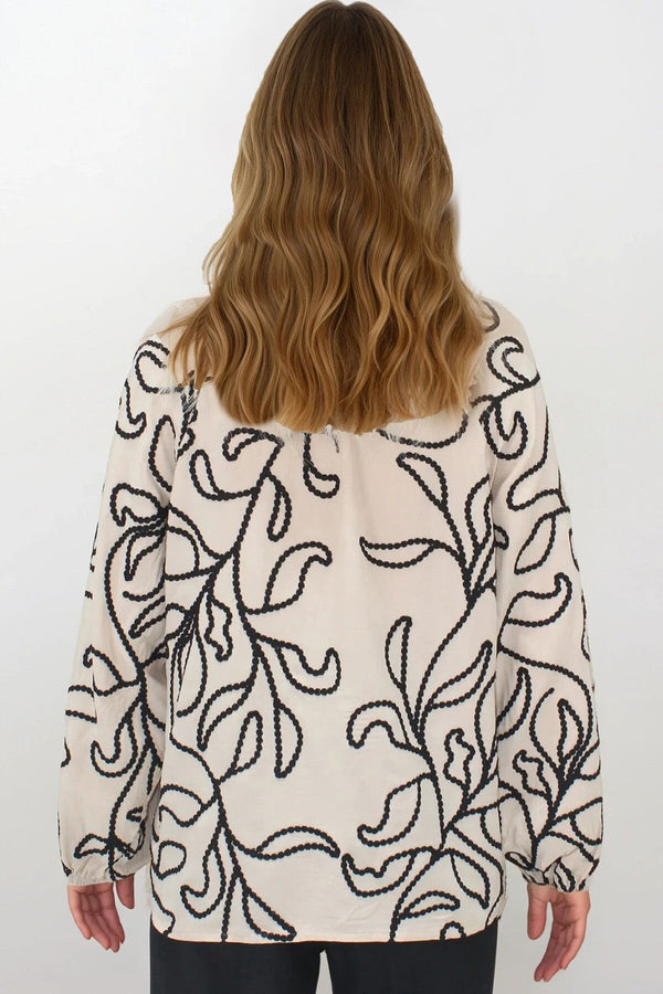 Elegant Corded-Embroidered Woven Shirt