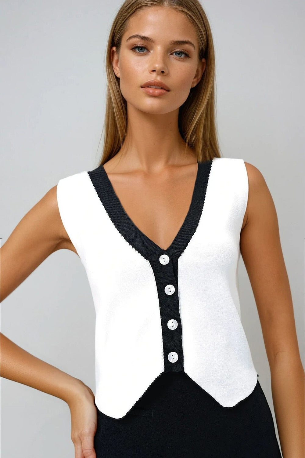 Trendy Color-Block Knit Vest