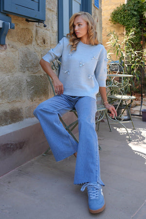 Elegant Bow-Detail Knit Sweater