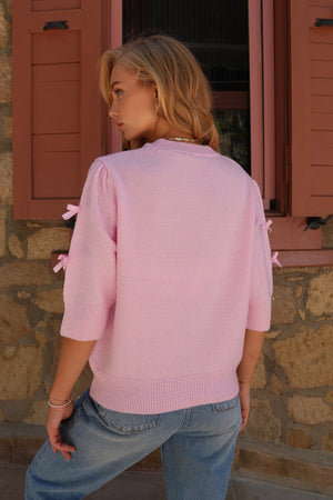Elegant Bow-Detail Knit Sweater