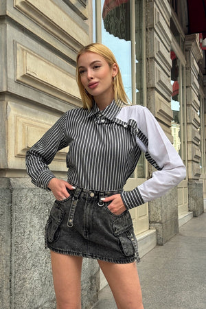 Elegant Asymmetrical Button-Detail Shirt