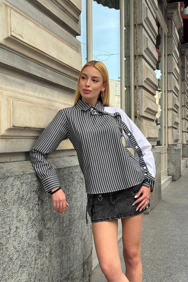 Elegant Asymmetrical Button-Detail Shirt
