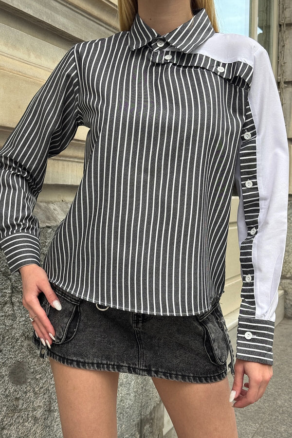 Elegant Asymmetrical Button-Detail Shirt