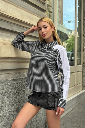 Elegant Asymmetrical Button-Detail Shirt