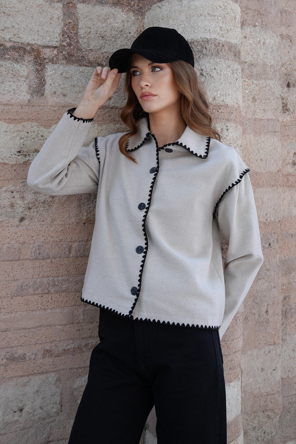 Elegant Collared Long Sleeve Cardigan