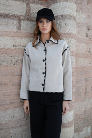 Elegant Collared Long Sleeve Cardigan