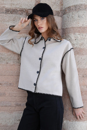 Elegant Collared Long Sleeve Cardigan