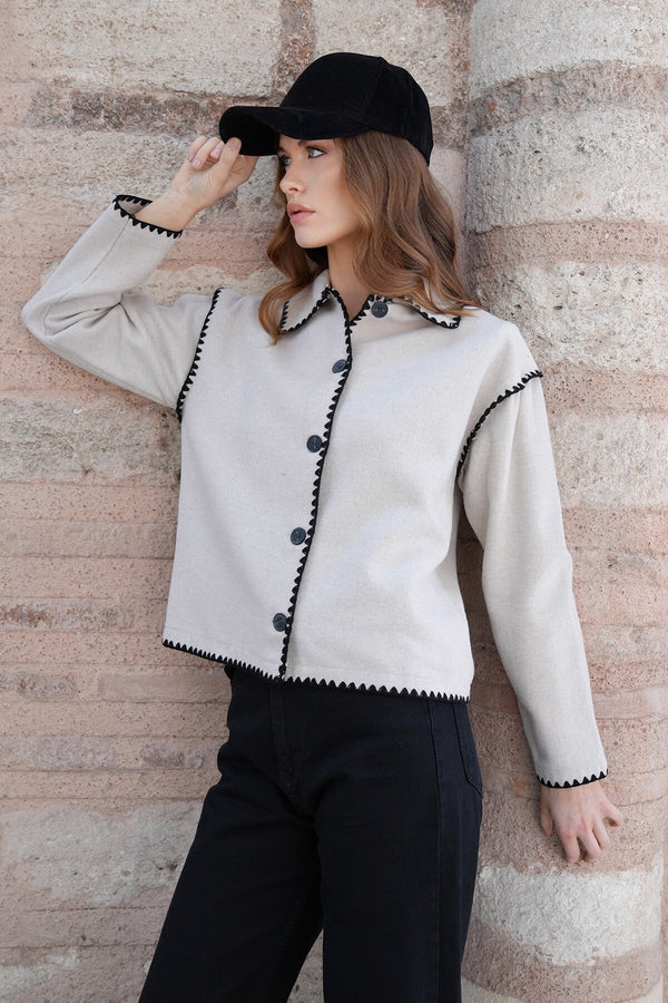 Elegant Collared Long Sleeve Cardigan