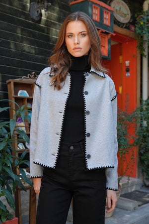 Elegant Collared Long Sleeve Cardigan