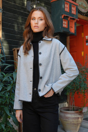 Elegant Collared Long Sleeve Cardigan