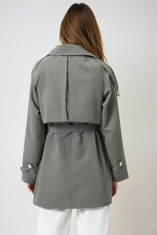 Elegant Belted Double-Breasted Trench Coat