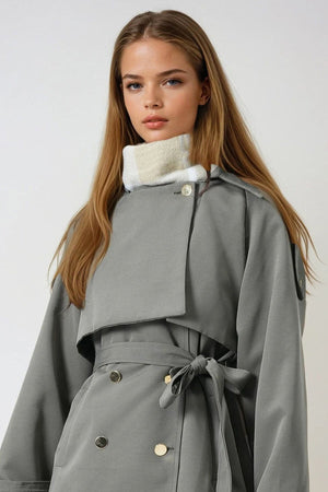 Elegant Belted Double-Breasted Trench Coat