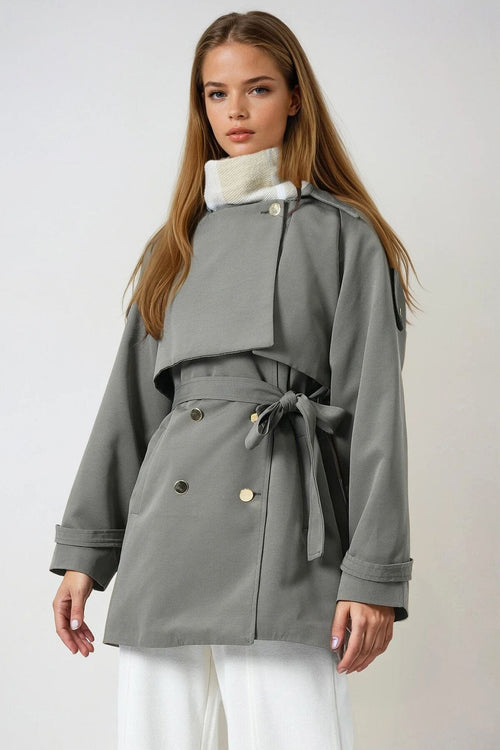 Elegant Belted Double-Breasted Trench Coat