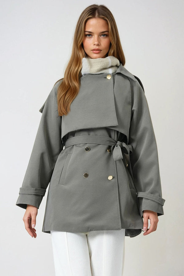 Elegant Belted Double-Breasted Trench Coat