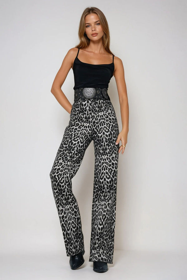 Chic Leopard Print Palazzo Pants