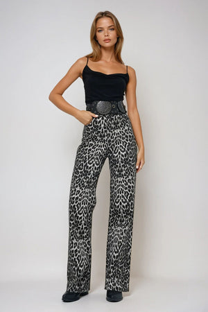Chic Leopard Print Palazzo Pants