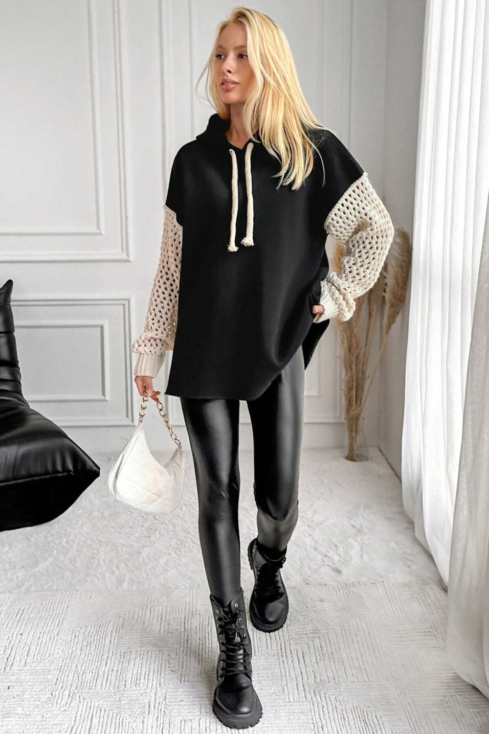 Elegant Hooded Knit Sweatshirt