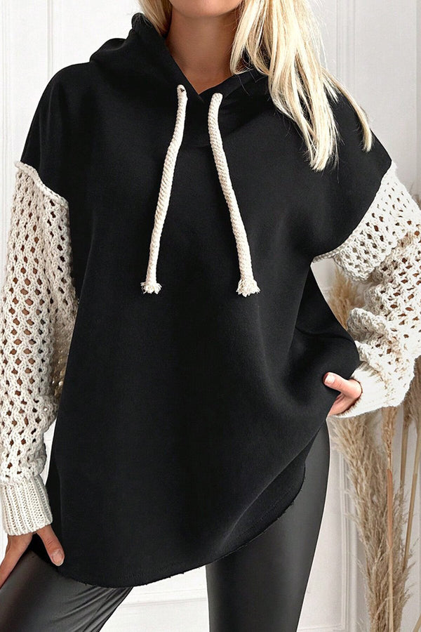 Elegant Hooded Knit Sweatshirt