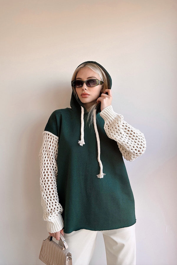 Elegant Hooded Knit Sweatshirt