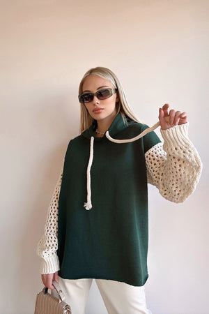 Elegant Hooded Knit Sweatshirt