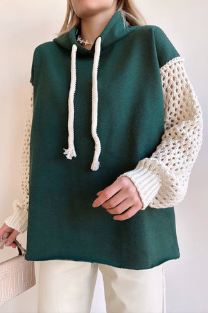 Elegant Hooded Knit Sweatshirt