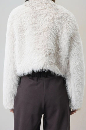 Elegant Cropped Faux Fur Jacket