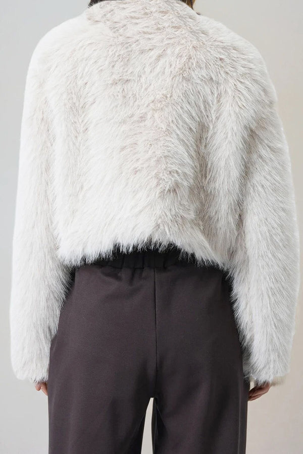 Elegant Cropped Faux Fur Jacket