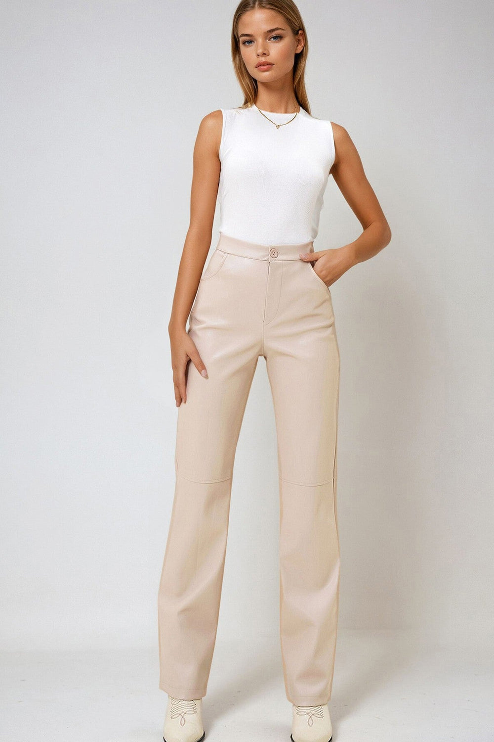 Elegant Seam-Detail Palazzo Trousers