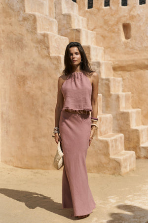 Malmvira – Premium Linen Crop Skirt Set