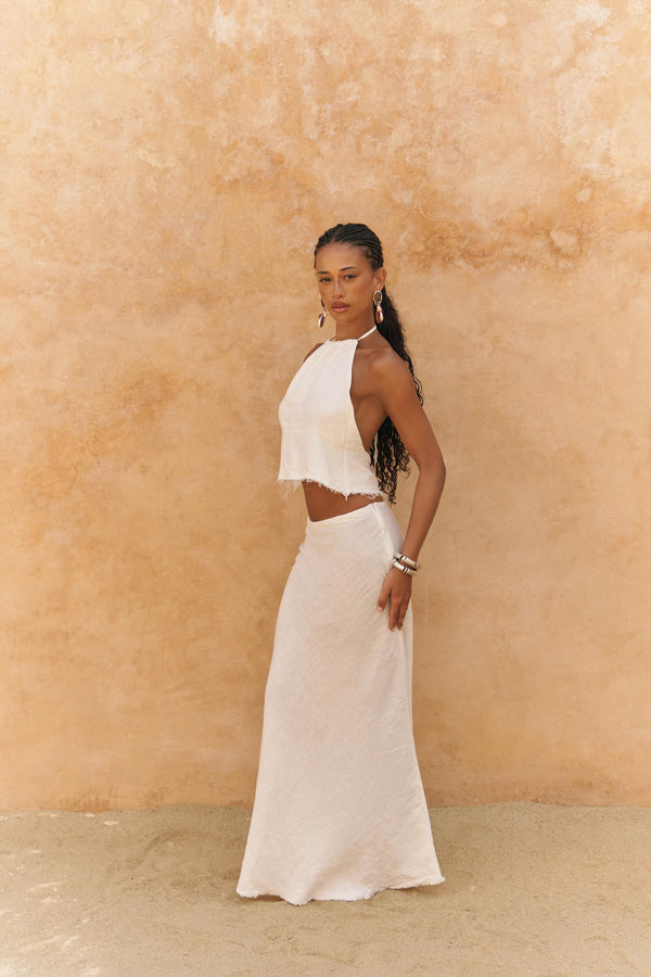 Malmvira – Premium Linen Crop Skirt Set