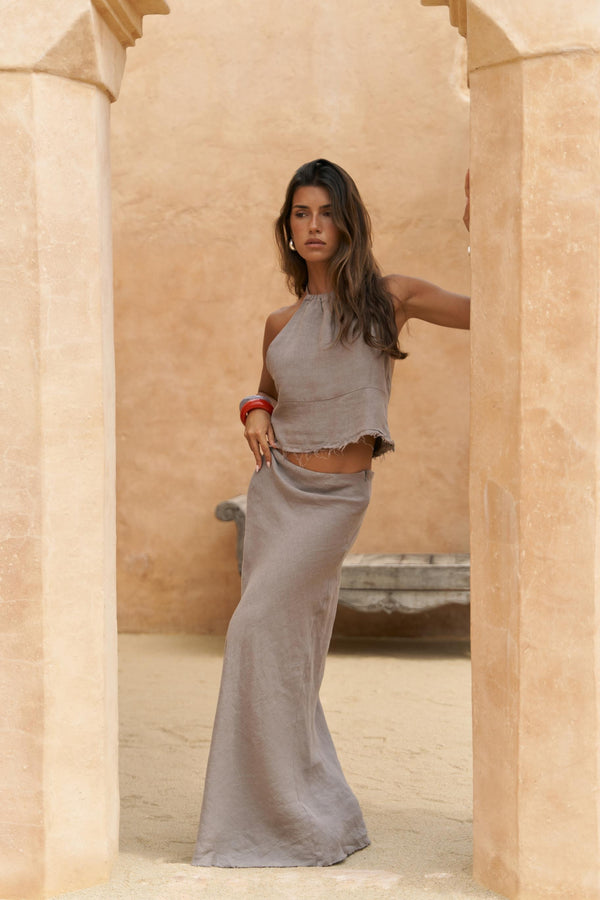 Malmvira – Premium Linen Crop Skirt Set