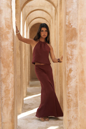 Malmvira – Premium Linen Crop Skirt Set