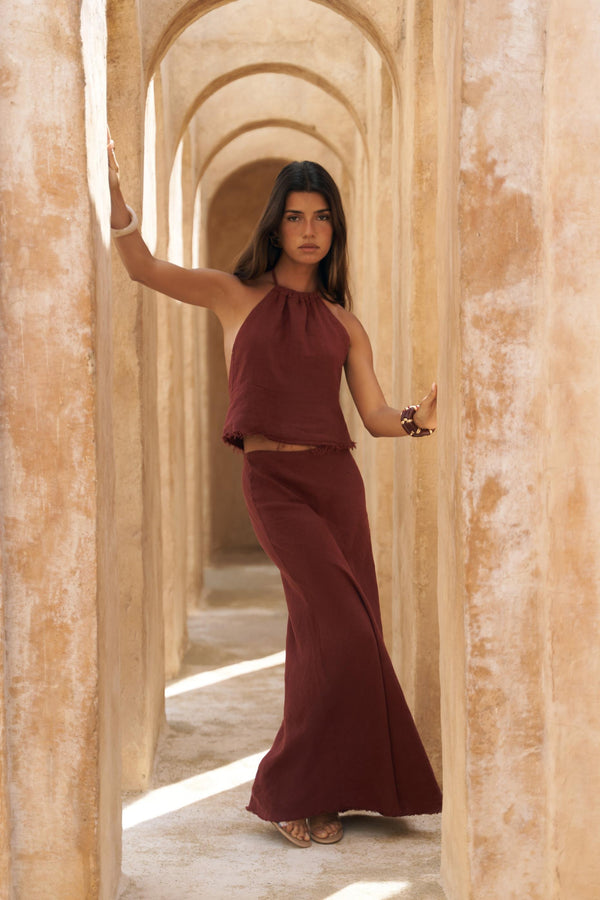 Malmvira – Premium Linen Crop Skirt Set
