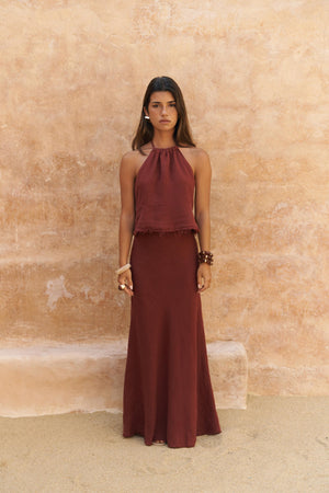 Malmvira – Premium Linen Crop Skirt Set