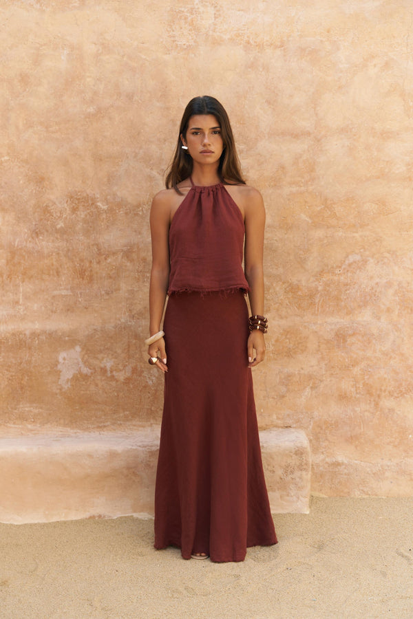 Malmvira – Premium Linen Crop Skirt Set