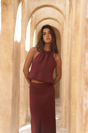 Malmvira – Premium Linen Crop Skirt Set