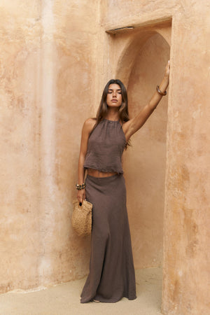 Malmvira – Premium Linen Crop Skirt Set