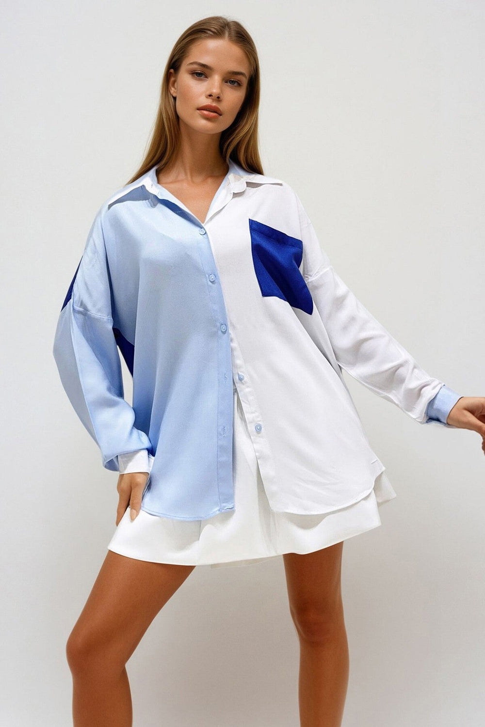 Trendy Color-Block Woven Shirt