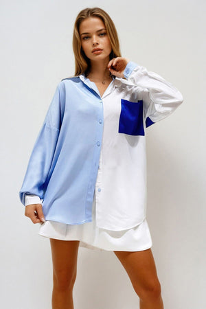 Trendy Color-Block Woven Shirt