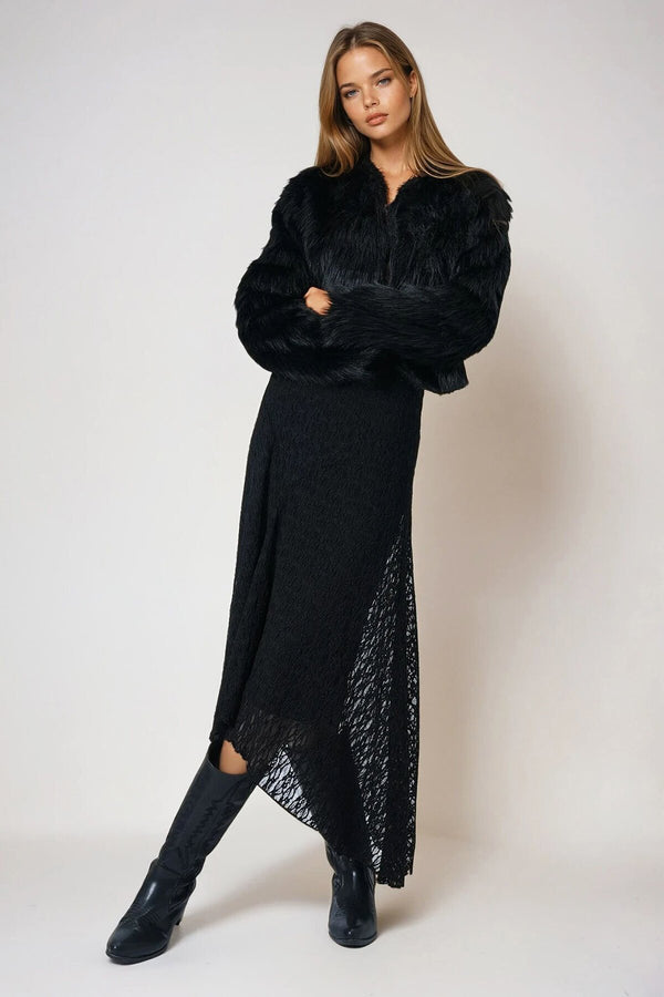 Elegant Cropped Faux Fur Jacket