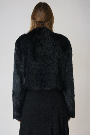 Elegant Cropped Faux Fur Jacket