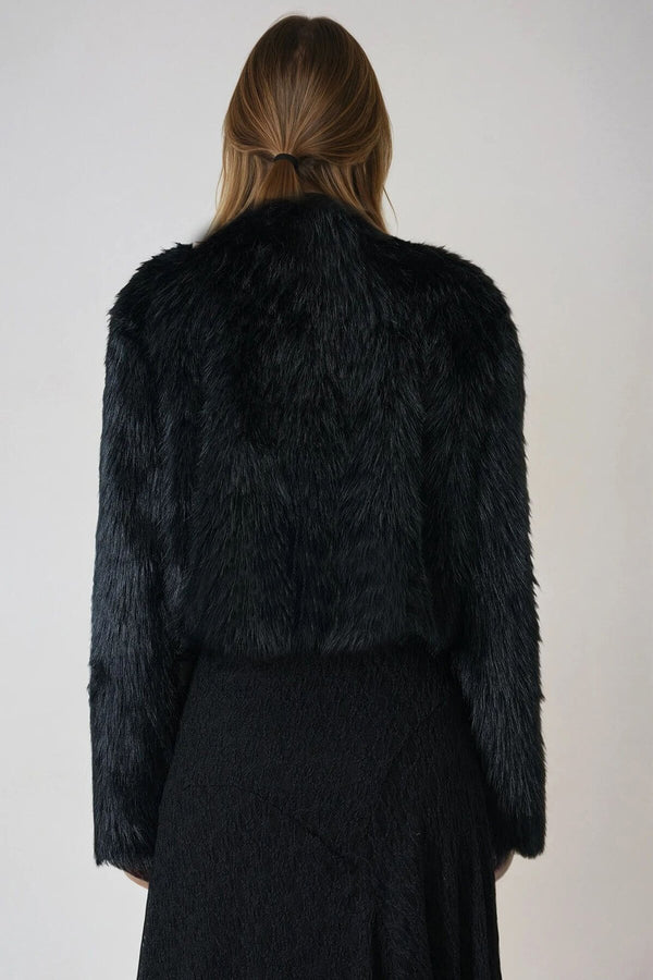 Elegant Cropped Faux Fur Jacket