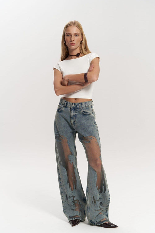 Stylish Transparent Denim Pants
