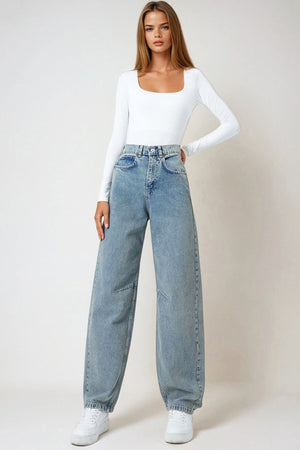 Chic High-Waisted Baggy Jeans