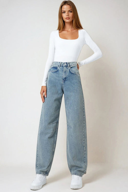 Chic High-Waisted Baggy Jeans